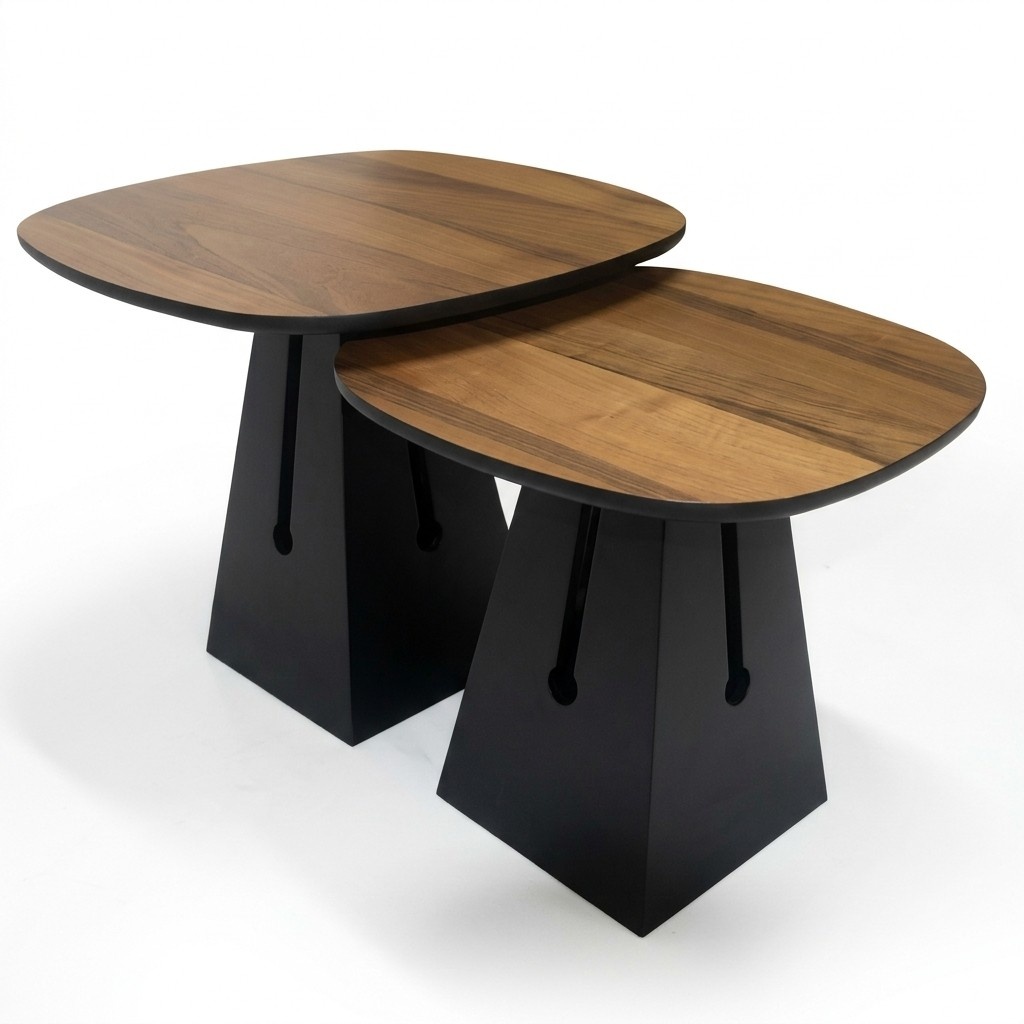 Set 2x Couchtische runde Designer Kaffeetische stilvolle Beistelltische