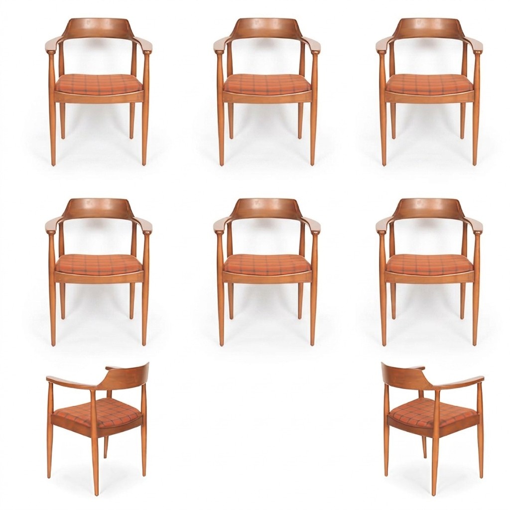 Set 6 Stühle Luxus Design Polster Massiv Holz Sitz Büro Esszimmer