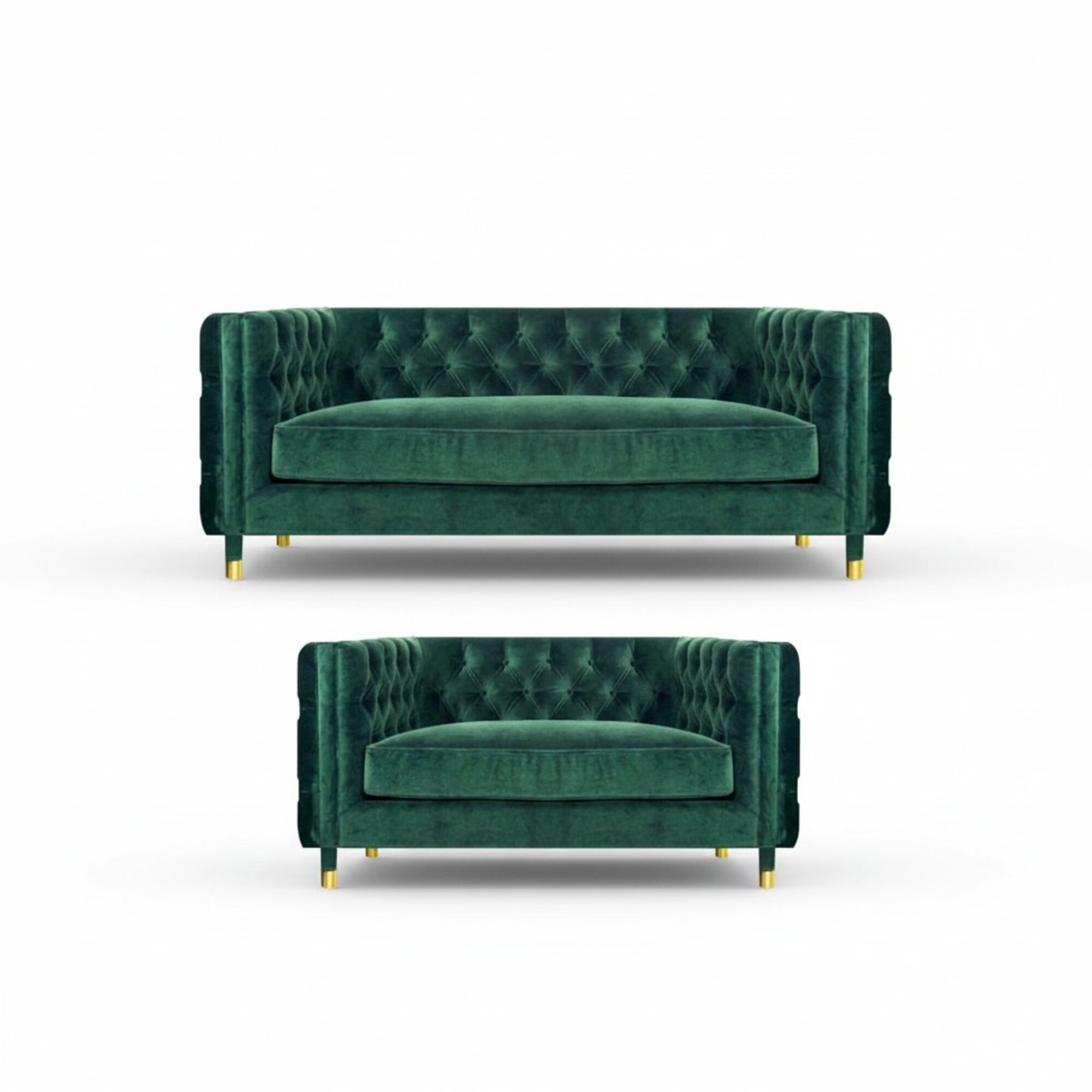 Set Komplett 2x Sofas Couchen Sofagarnitur Polstermöbel Modern Chesterfield