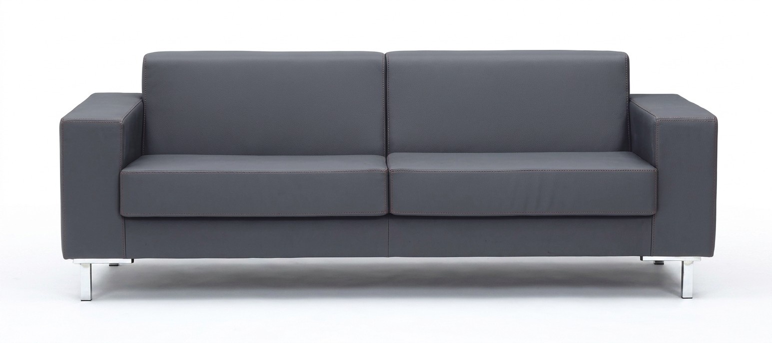 Sofa 2 Sitzer Büromöbel Leder Textil Couch Polster Design Luxus Grau