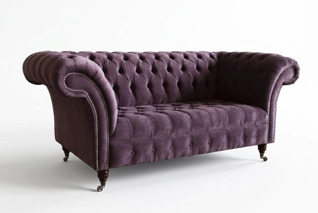 Sofa 2 Sitzer Chesterfield Design Relax Sofas Polster Moderne Couchen Lila Neu