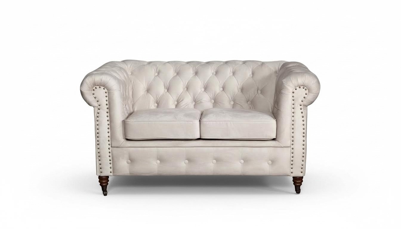 Sofa 2 Sitzer Chesterfield Couch Textil Stoff Sofa Möbel Edles Design Designer