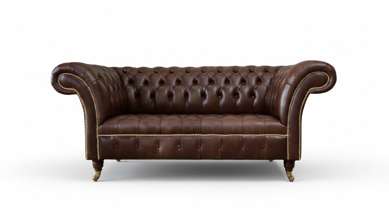 Sofa 2 Sitzer Couch Polster Sofa Braun Chesterfield Sofas 100% Leder Sofort