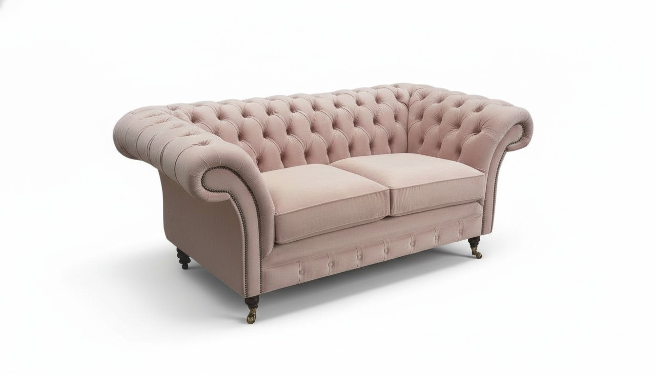 Sofa 2 Sitzer Couch Polster Chesterfield Wohnzimmer Design Textil Neu