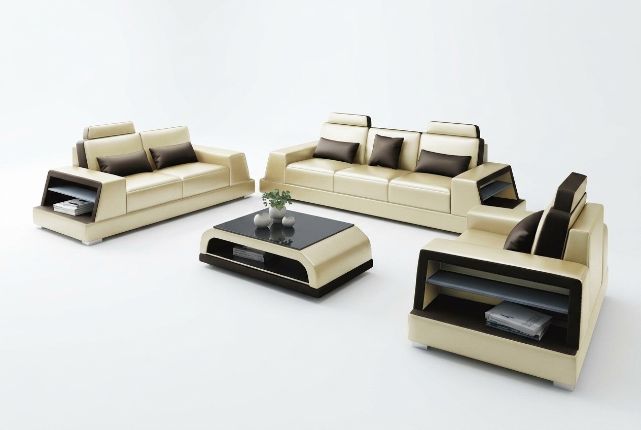 Sofa 3+3 Sofagarnitur Couch Polster Komplett Set Design Leder 2tlg. Garnituren