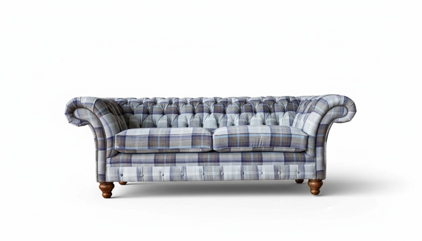 Sofa 3 Sitzer Blau Luxus Möbel Chesterfield Möbel Couch Textil Stil Neu