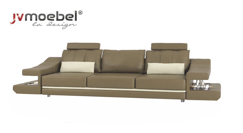 Moderne Designer Luxus Sofa 3 Sitzer Möbel Polster Leder Braun Big Sofas Couchen