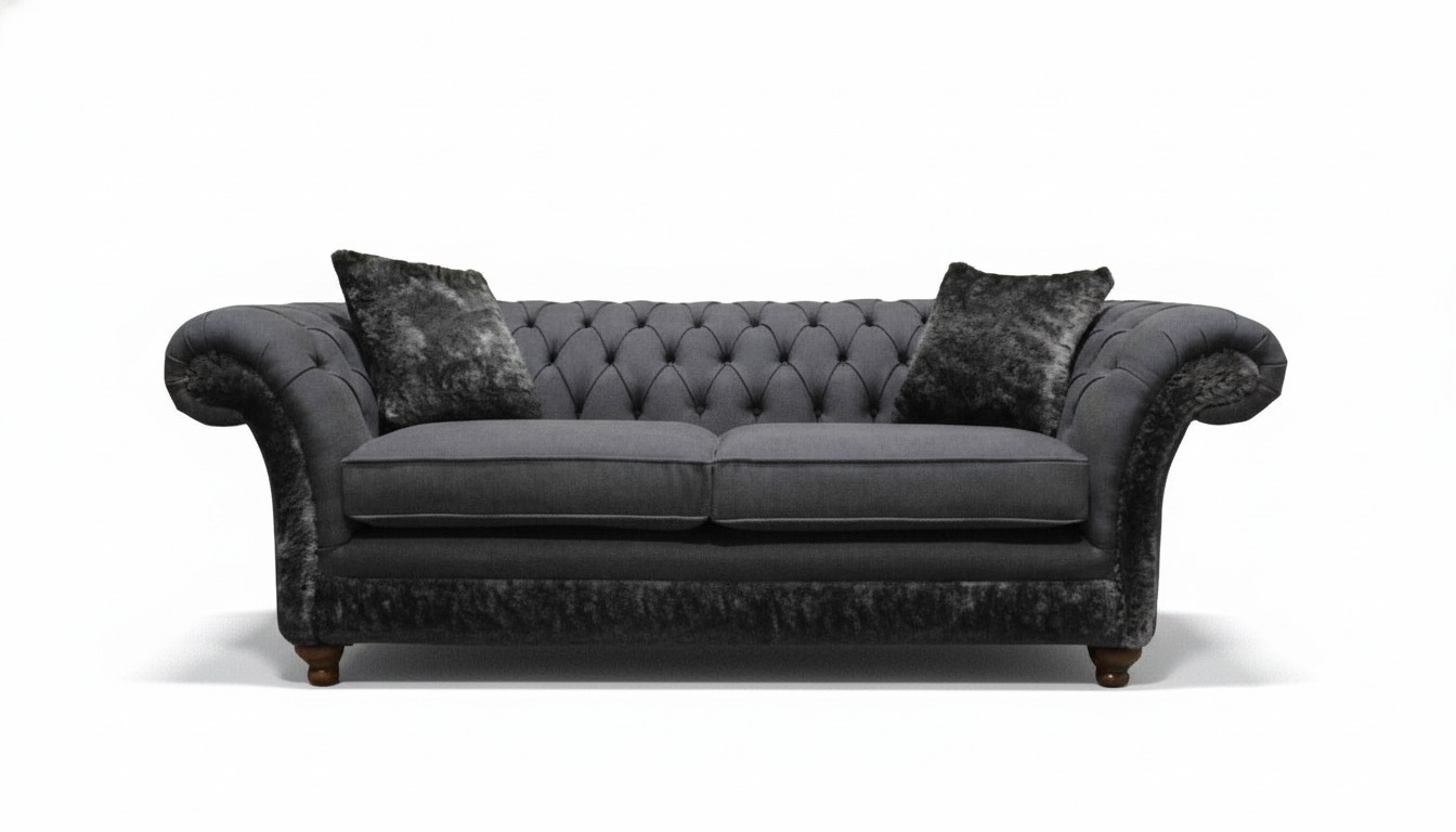 Sofa 3 Sitzer Couch Textil Sofa Grau Design Möbel Sofas Couchen Chesterfield