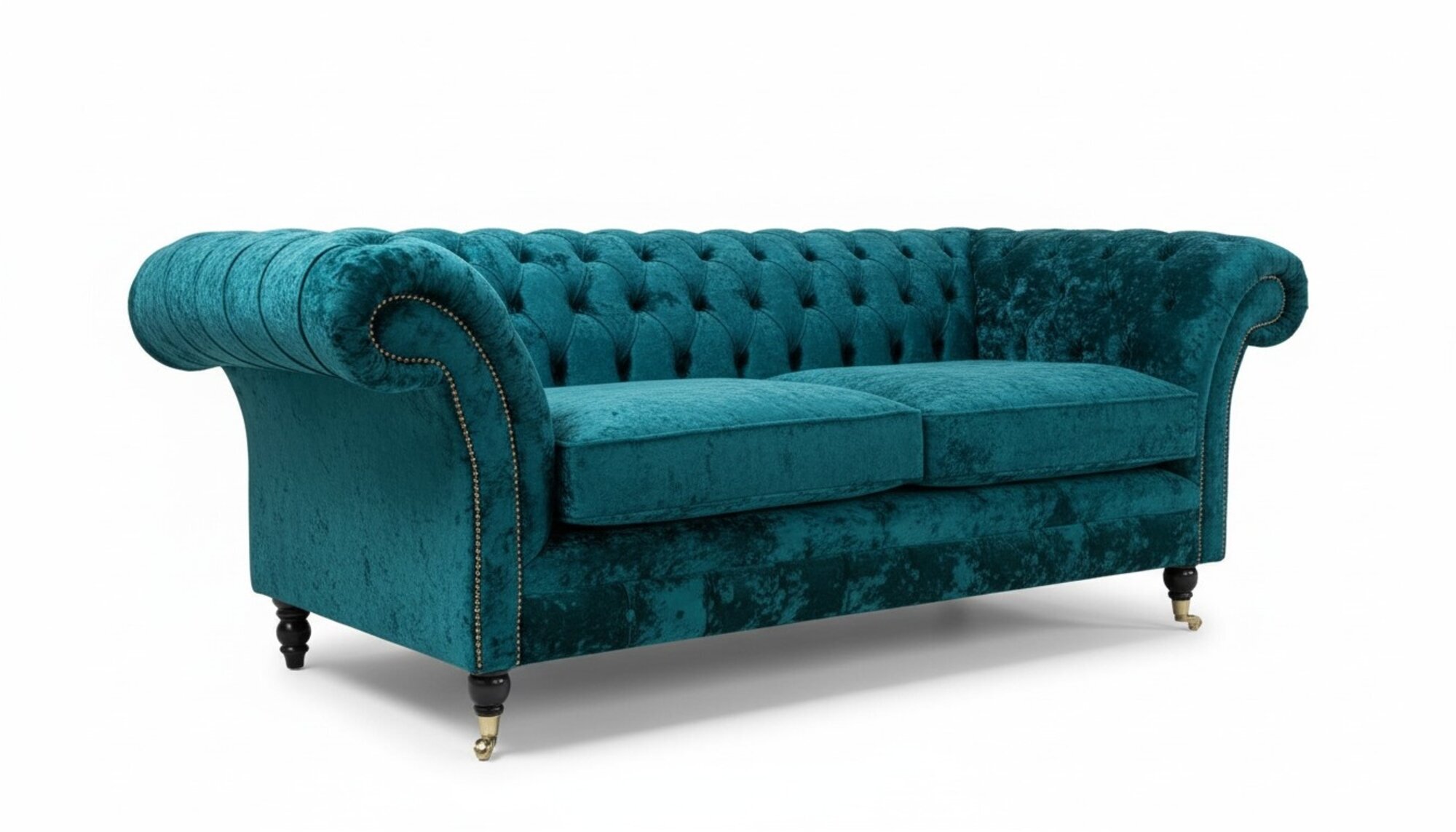 Sofa 3 Sitzer Couch design Chesterfield Polster Sitz Garnitur Leder Stoff Turkis
