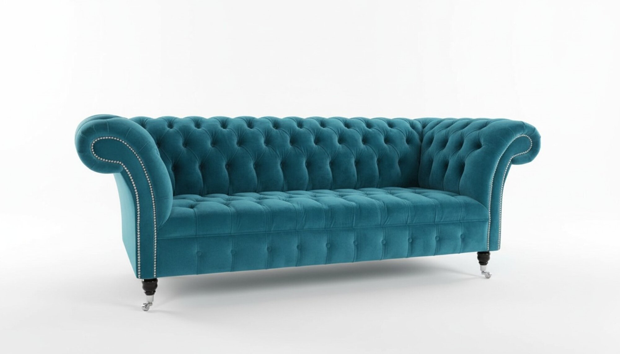 Sofa 3 Sitzer Couch design Turkis Chesterfield Polster Sitz Garnitur Leder Stoff