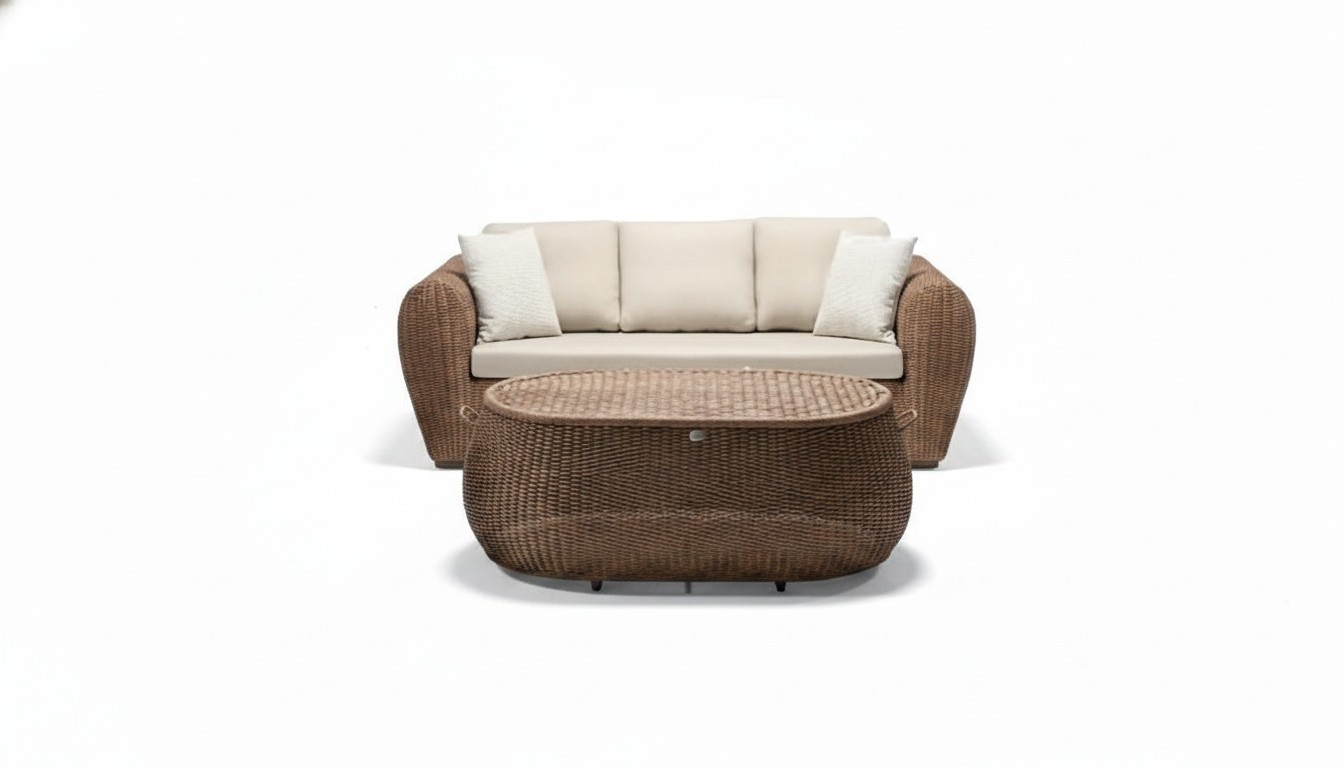 Sofa 3 Sitzer Couchtisch Garnitur Sofas Dreisitzer Rattan Tisch Luxus Modern