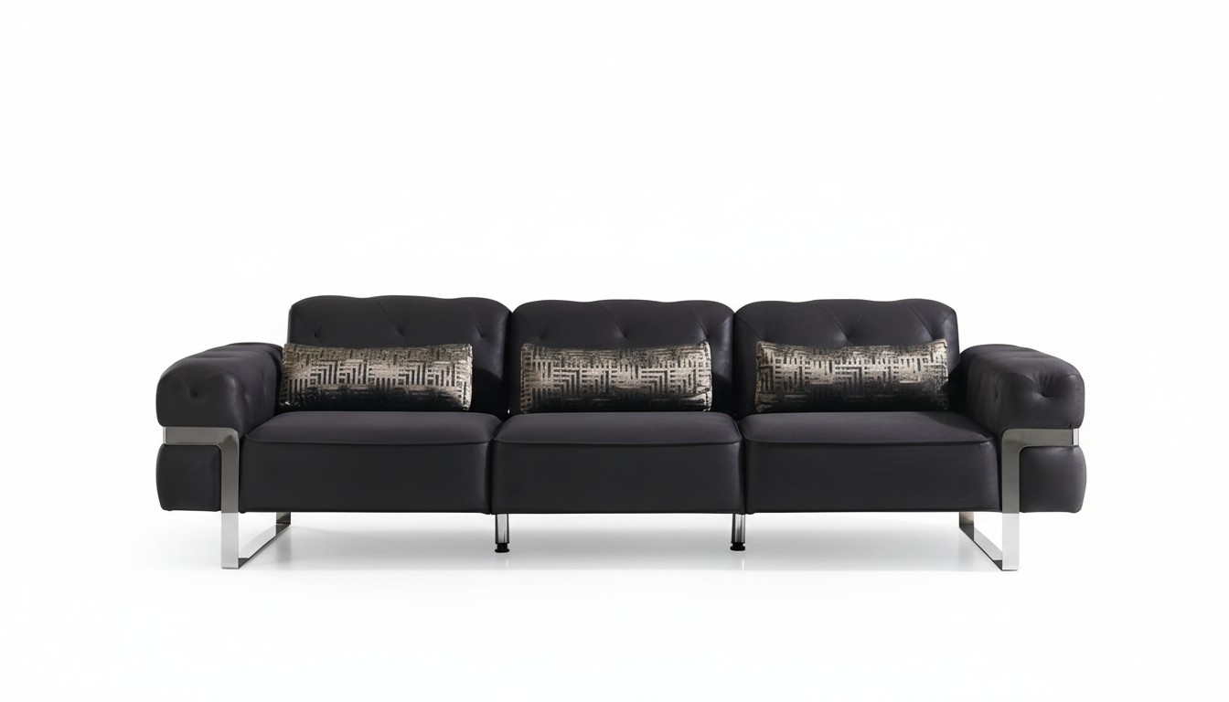 Sofa 3 Sitzer Dreisitzer Textil Luxus Möbel Design Couch schwarz