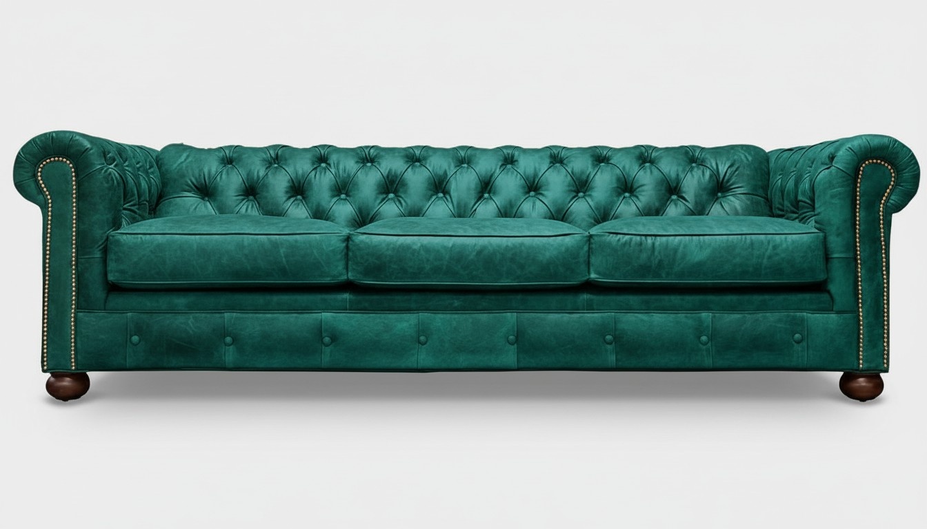 Sofa 3 Sitzer Grün Ledersofa Couchen Couch Chesterfield Garnitur Leder Textil