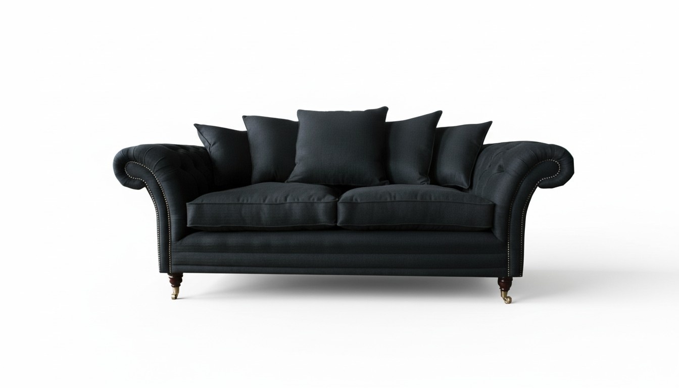 Sofa 3 Sitzer Klassisch Design Sofas Polster Leder Moderne Couchen 3 er Schwarz