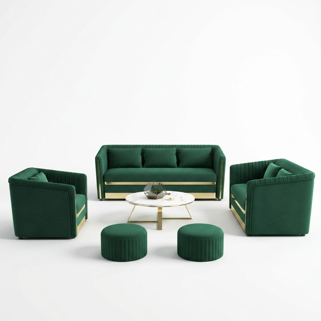Sofa Couch Samt Polster Sitz 3+2 Sitzer Garnitur Design Couchen Sofas