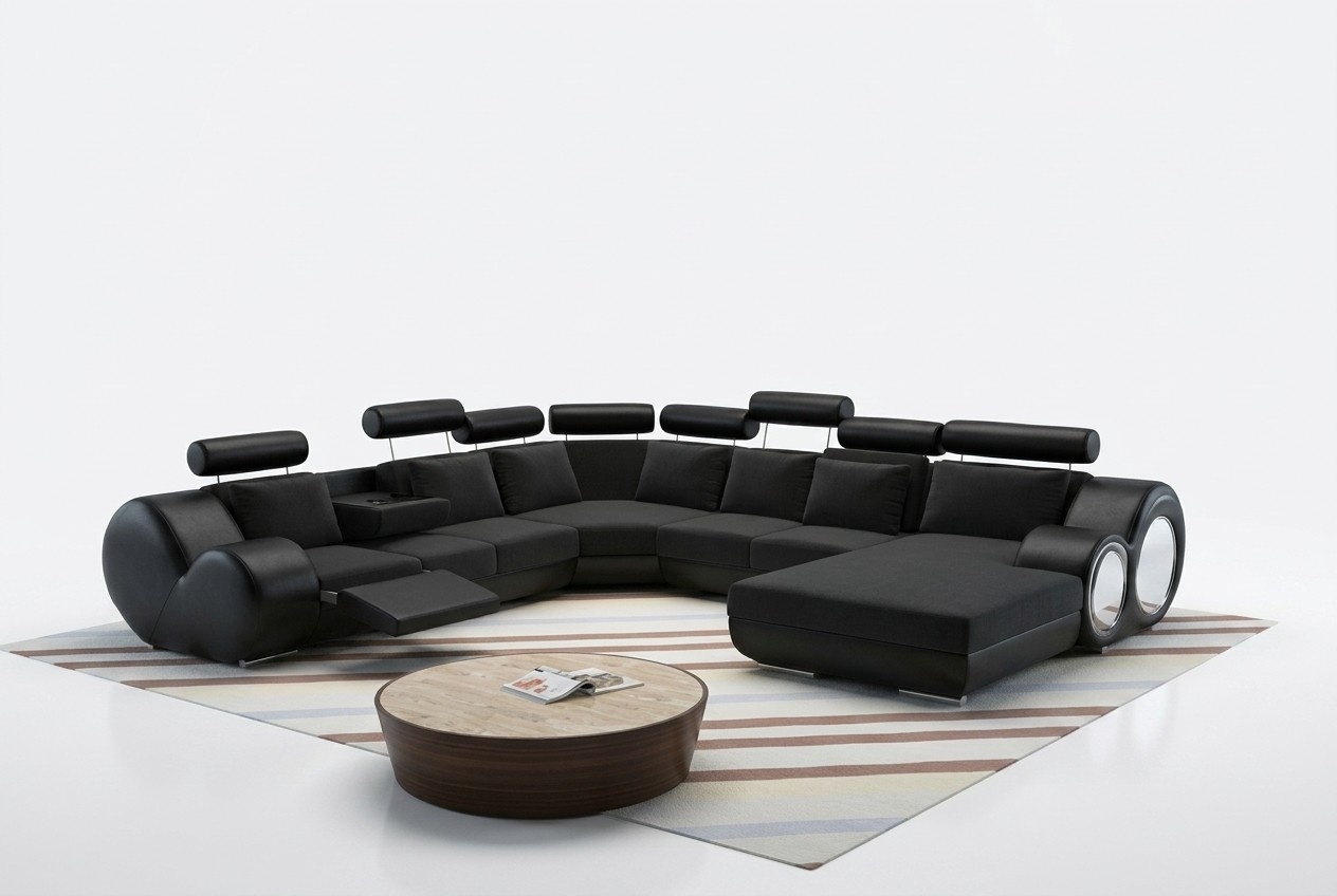 Sofa Designer Wohnlandschaft U-Form mit USB Ecksofa Polster Garnitur Eckgarnitur