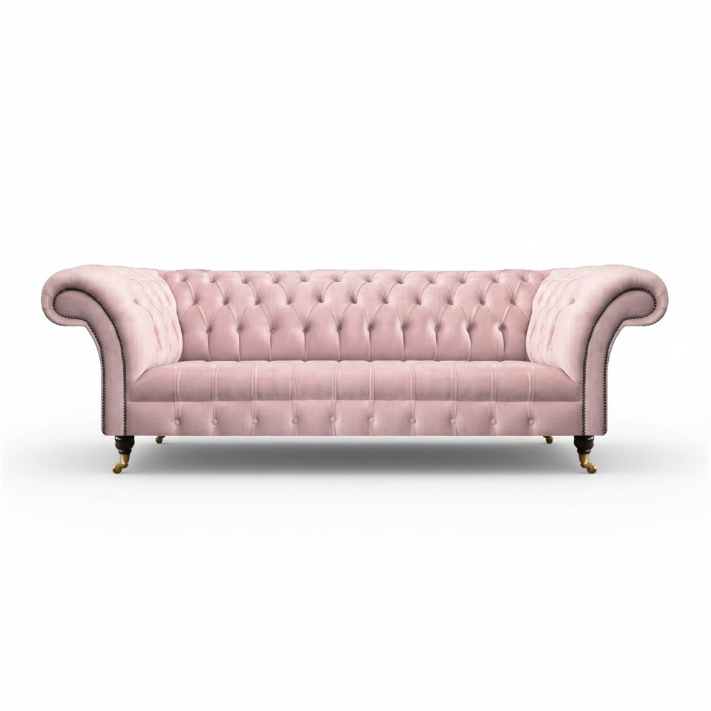 Sofa Dreisitze Couch Rosa Polstermöbel Wohnzimmer Chesterfield Einrichtung
