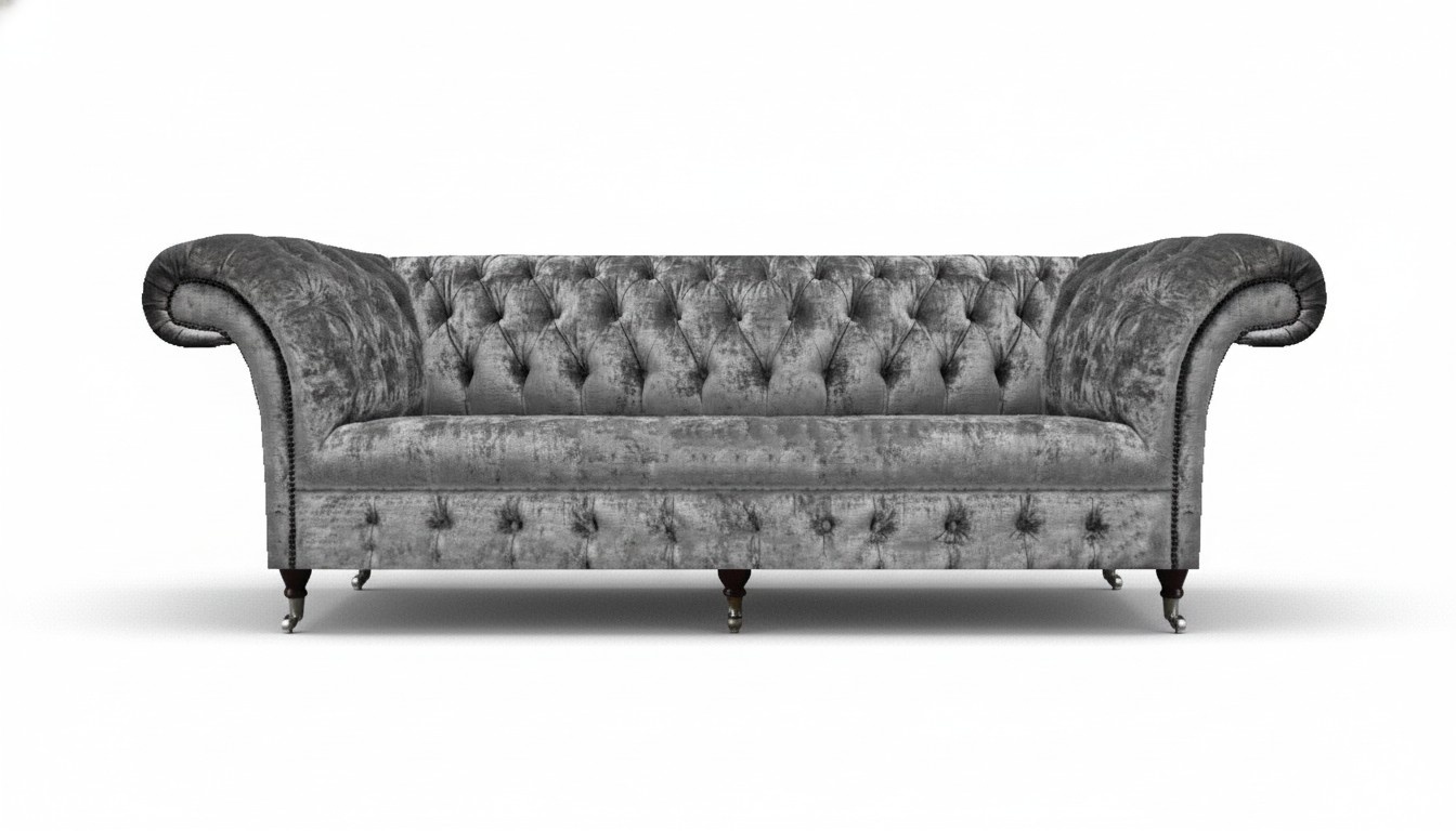 Sofa Dreisitze Couch Wohnzimmer Textil Stoff Modern Chesterfield Polstermöbel