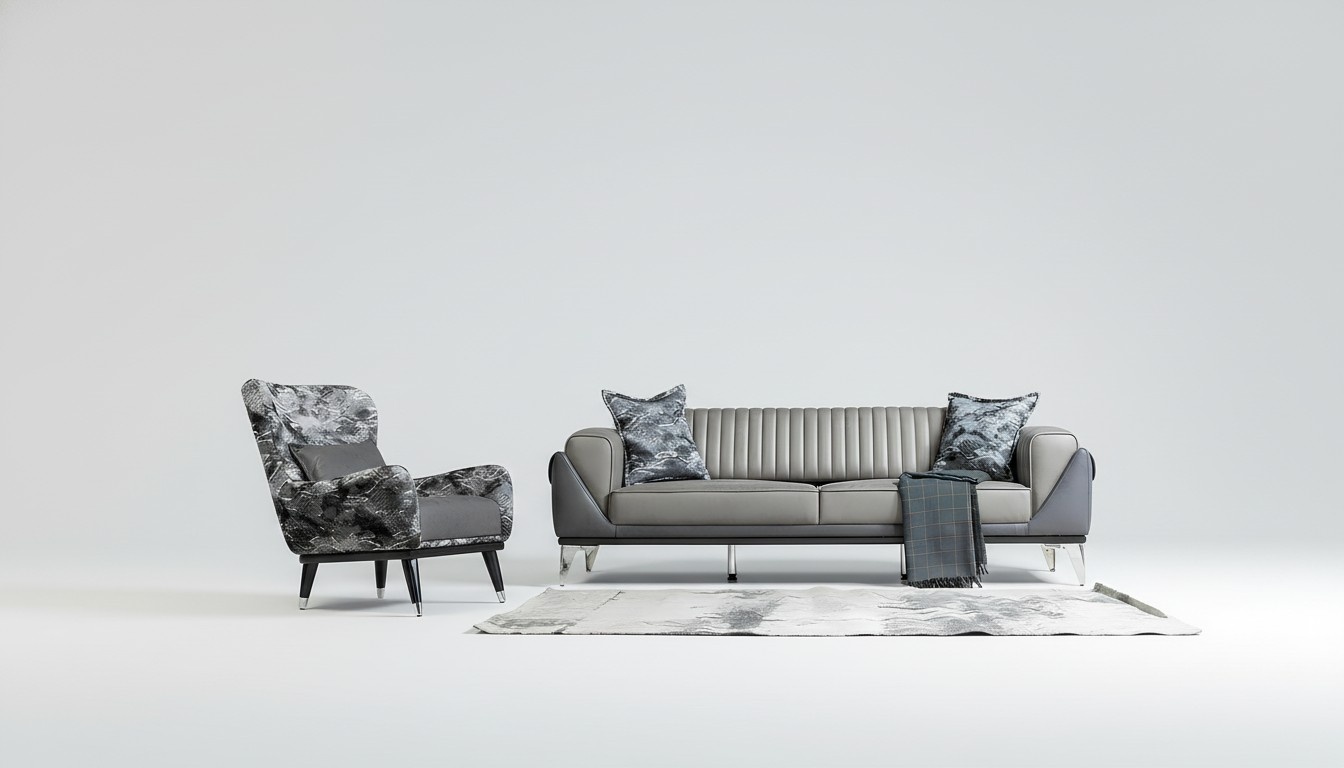 Sofa Garnitur 3+1 Sitzer Wohnzimmer Garnitur Sofa Sessel Sofa Neu Grau