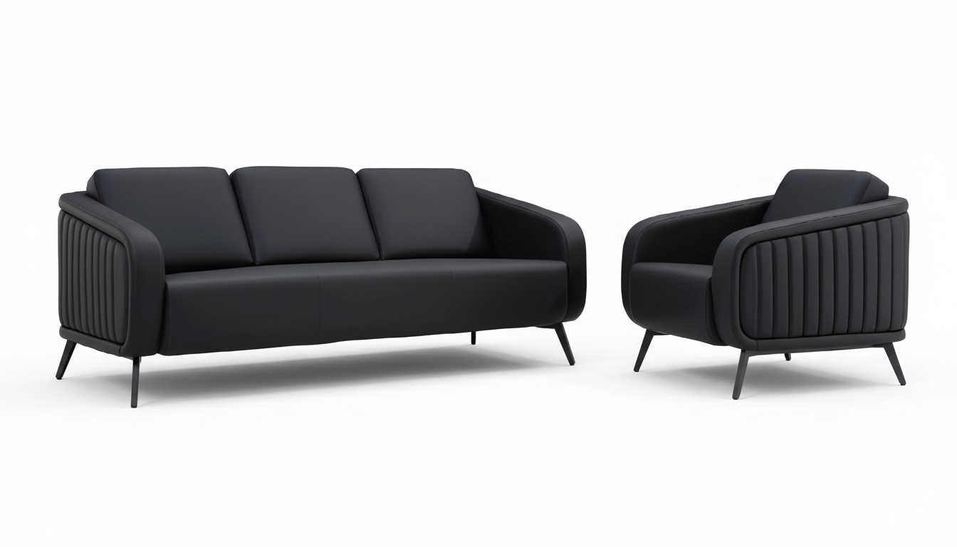 Sofa Moderne Büromöbel Polstermöbel Designer Leder Sofa 3-Sitzer Sessel