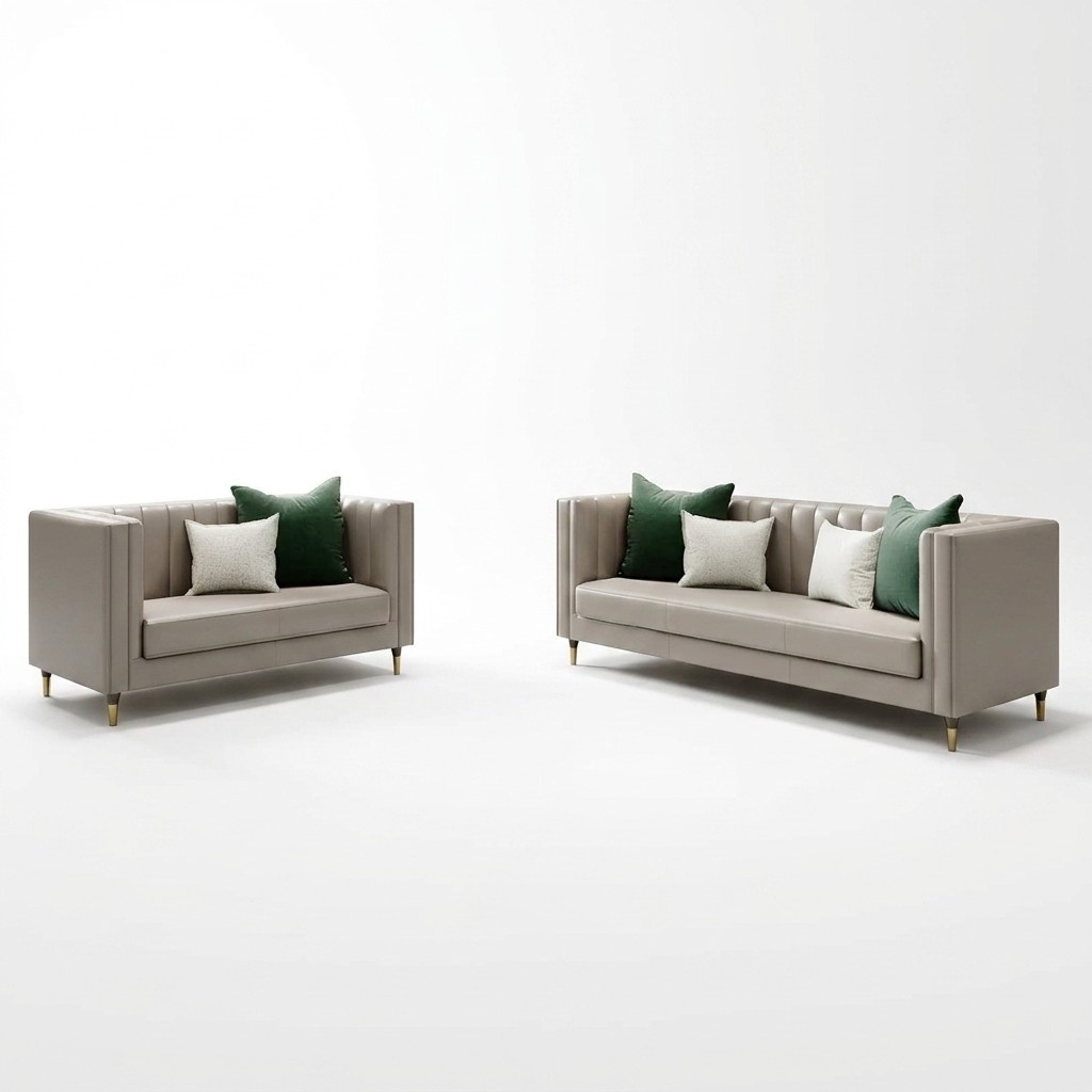 Sofa Polster Sitz Couch Garnitur Stoff Wohnzimmer Sofas Set 2tlg Hocker
