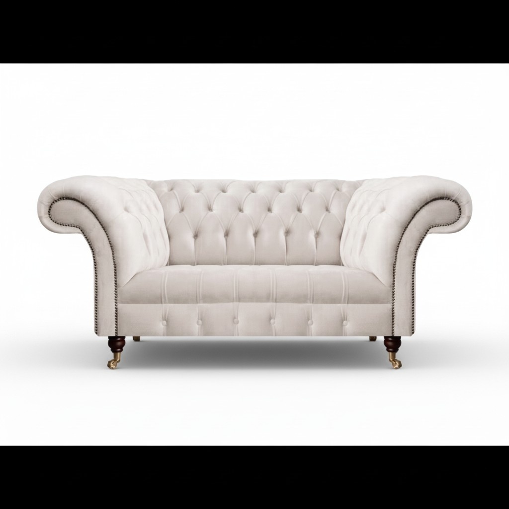 Sofa Zweisitzer Couch Polstermöbel Weiß Einrichtung Textil Möbel Chesterfield