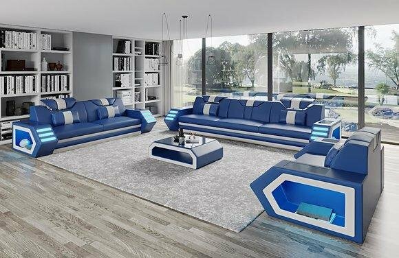 Moderne Sofagarnitur Sofort lieferbare Couch Leder Garnitur 3+2+1