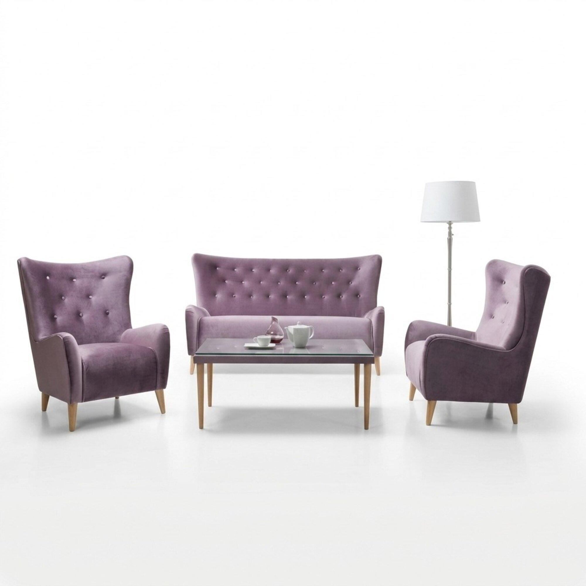 Sofagarnitur 2,50+1+1+Couchtisch Sofa Chesterfield Komplett Set Garnitur