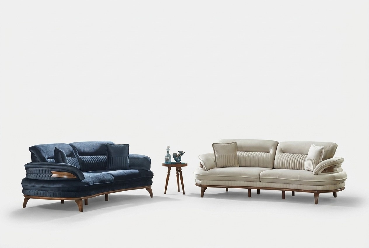 Sofagarnitur 2x Sofas Dreisitzer Couch Wohnzimmer Design Polstermöbel