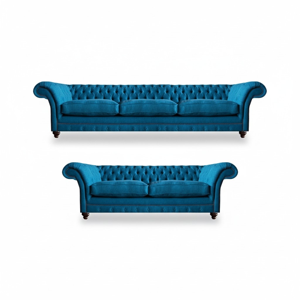 Sofagarnitur 2x Sofas Polstermöbel Wohnzimmer Textil Sitz Möbel Chesterfield