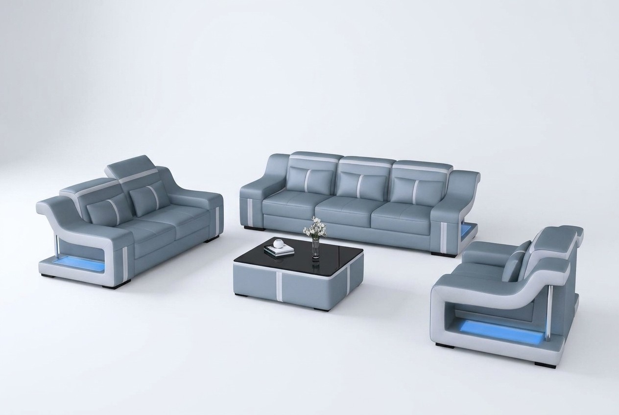 Sofagarnitur 3+1 Sitzer G8047D Couch Polster Sitz Garnitur Sofa Wohnzimmer Leder