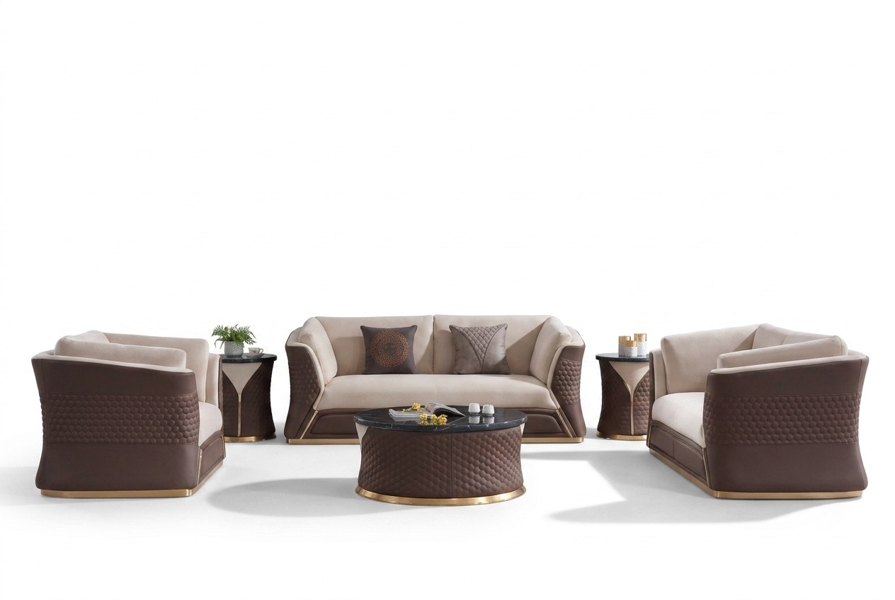 Sofagarnitur 3+2+1 Sitzer Ledersofa Couch Deko Wohnlandschaft Garnitur