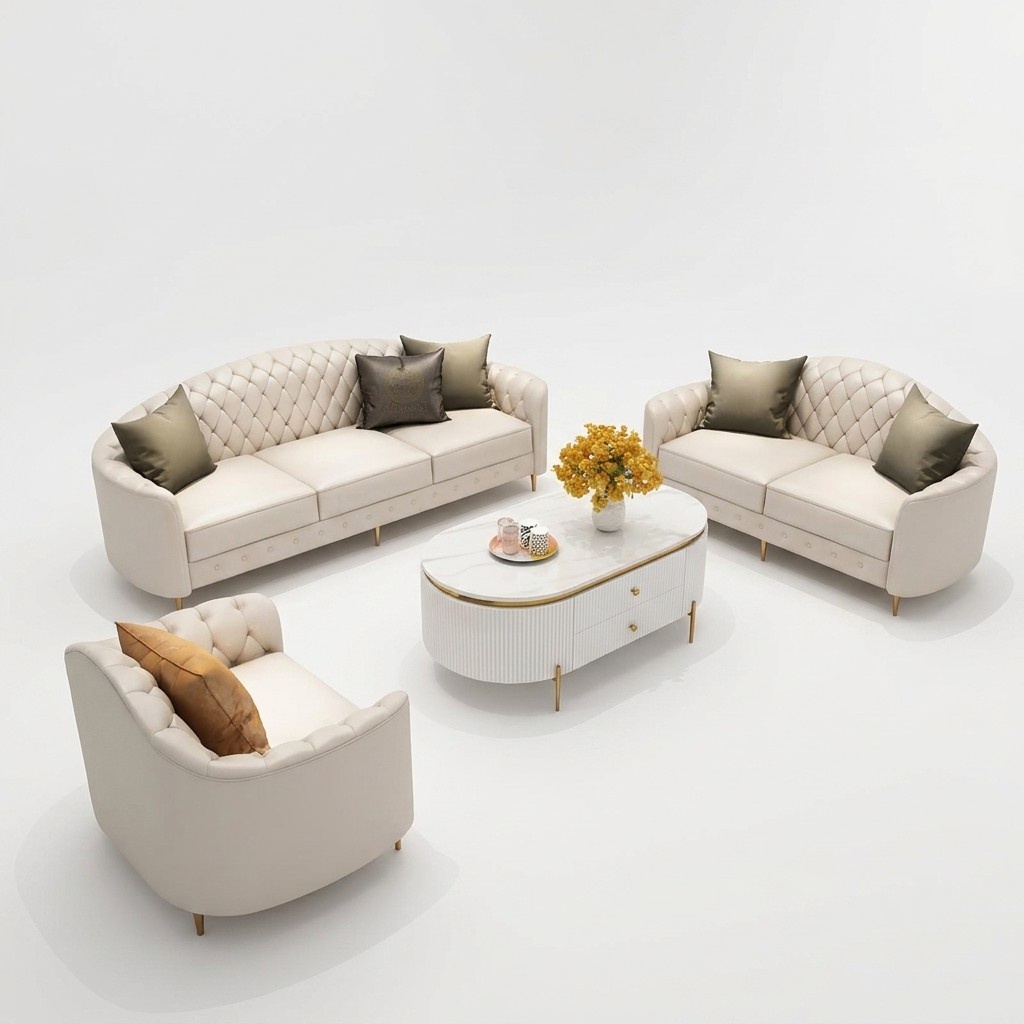 Sofagarnitur 3+2+1 Sitzer Set Design Sofas Polster Couchen Moderne Leder Couch