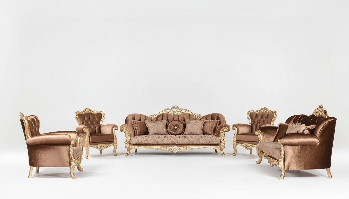 Sofagarnitur 3+3+1+1 Sitzer Couchtisch Sofa Sofas Sessel Luxus Garnitur Set 5tlg
