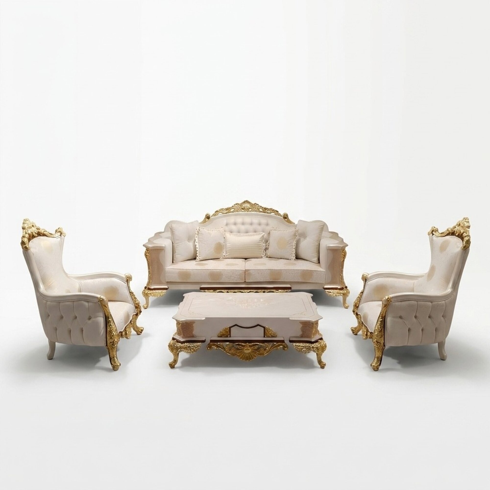 Sofagarnitur 3311 Sitzer Sofa Wohnzimmer Set Chesterfield Sessel Textil Neu