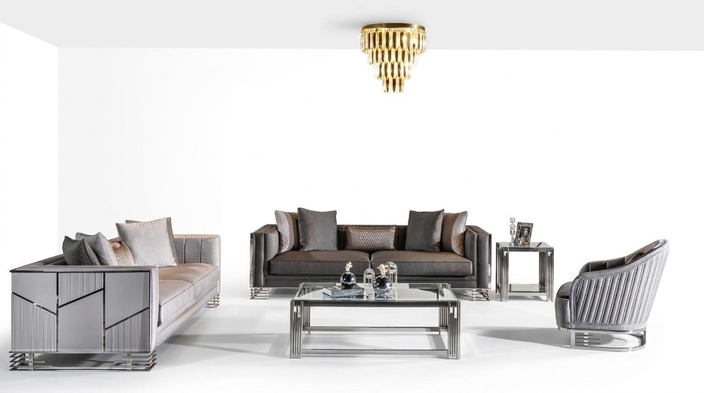Sofagarnitur 3+3+1 Sitzer Couchtisch Beistelltisch Sofa Sessel Set 5tlg.