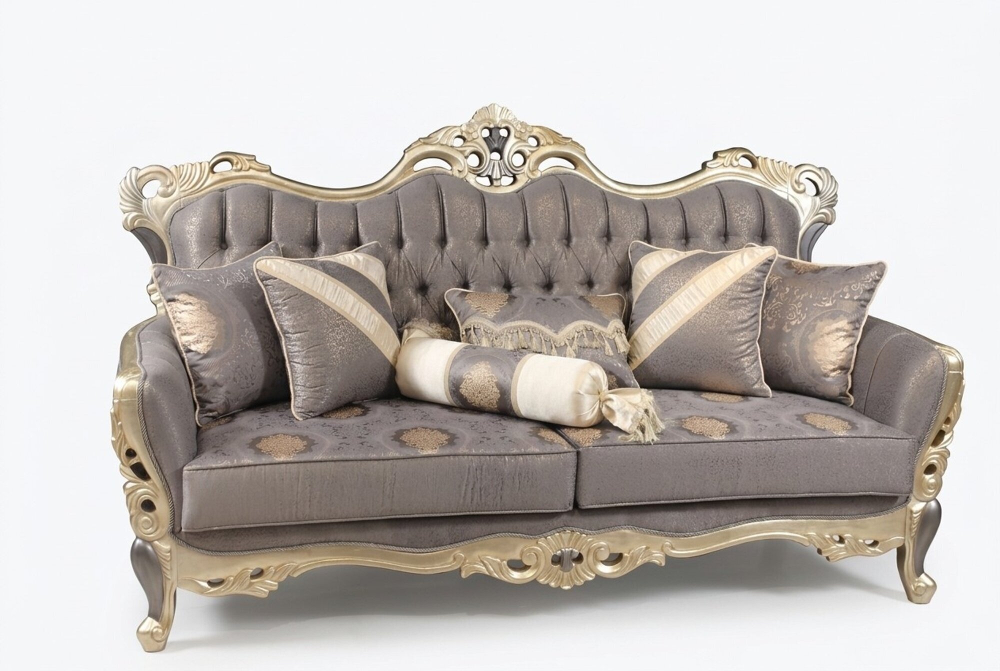 Sofagarnitur 3+3 Sitzer Möbel Luxus Set Sofagarnitur Grau Modern Set