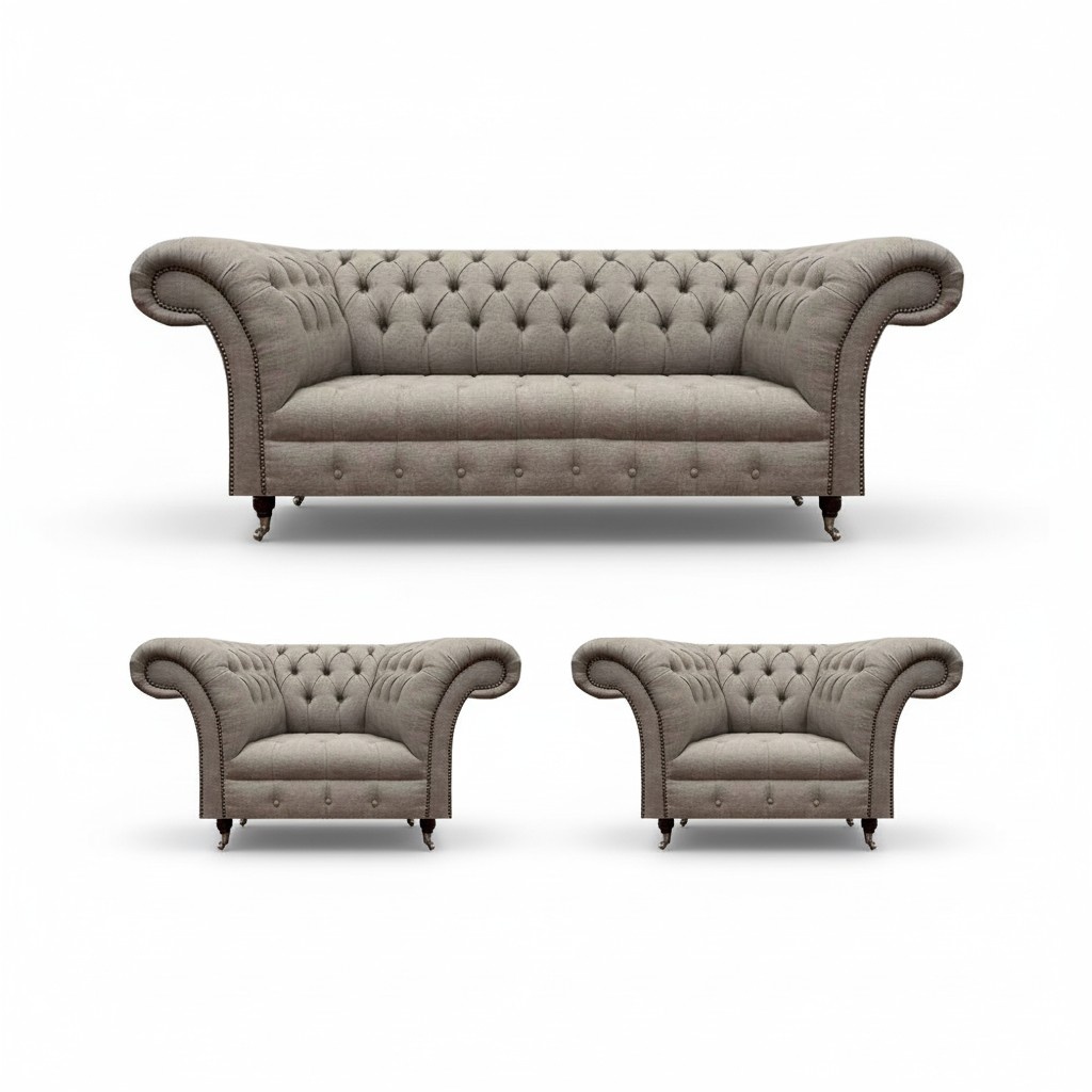 Sofagarnitur 3tlg Chesterfield Wohnzimmer Sofas Komplett Textil Polstermöbel