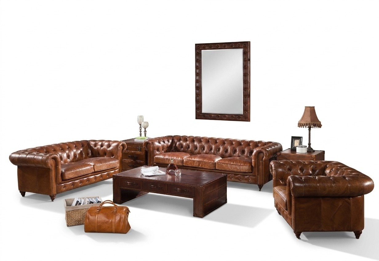 Sofagarnitur 3tlg. Garnitur Set Ledersofa Couch Wohnlandschaft Garnitur Sofa
