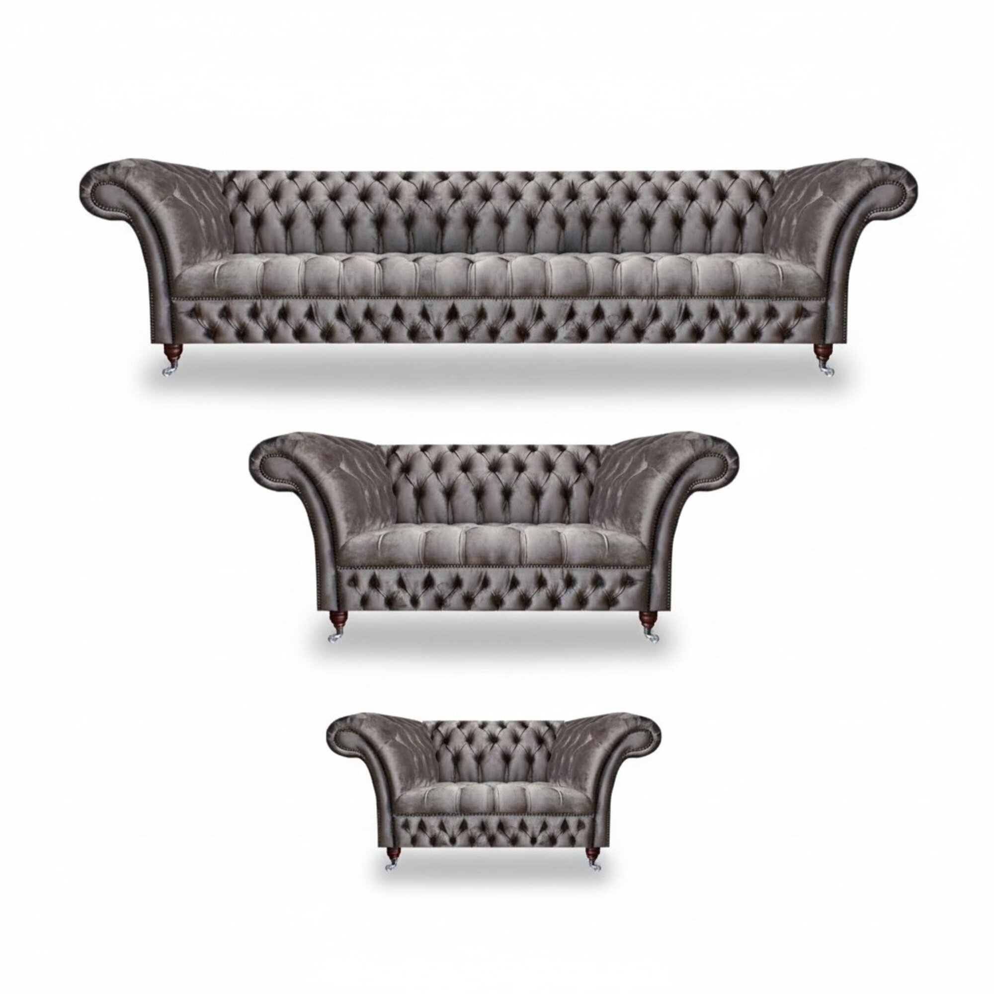 Sofagarnitur 4+2+1 Textil Sofa Komplett Grau Moderne Polstermöbel Wohnzimmer
