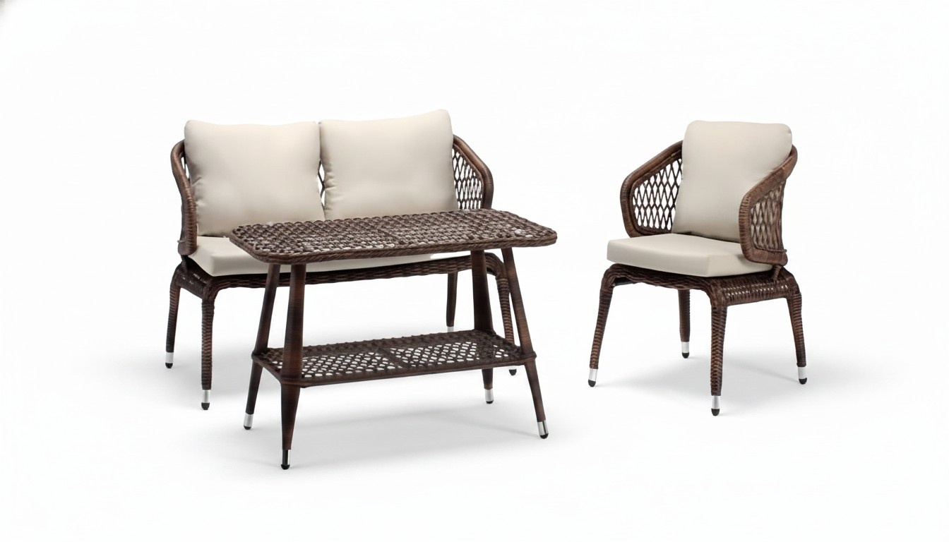 Sofagarnitur Braun Moderne Gartenmöbel Luxus Couchtisch Sofa 2 Sitzer Sessel