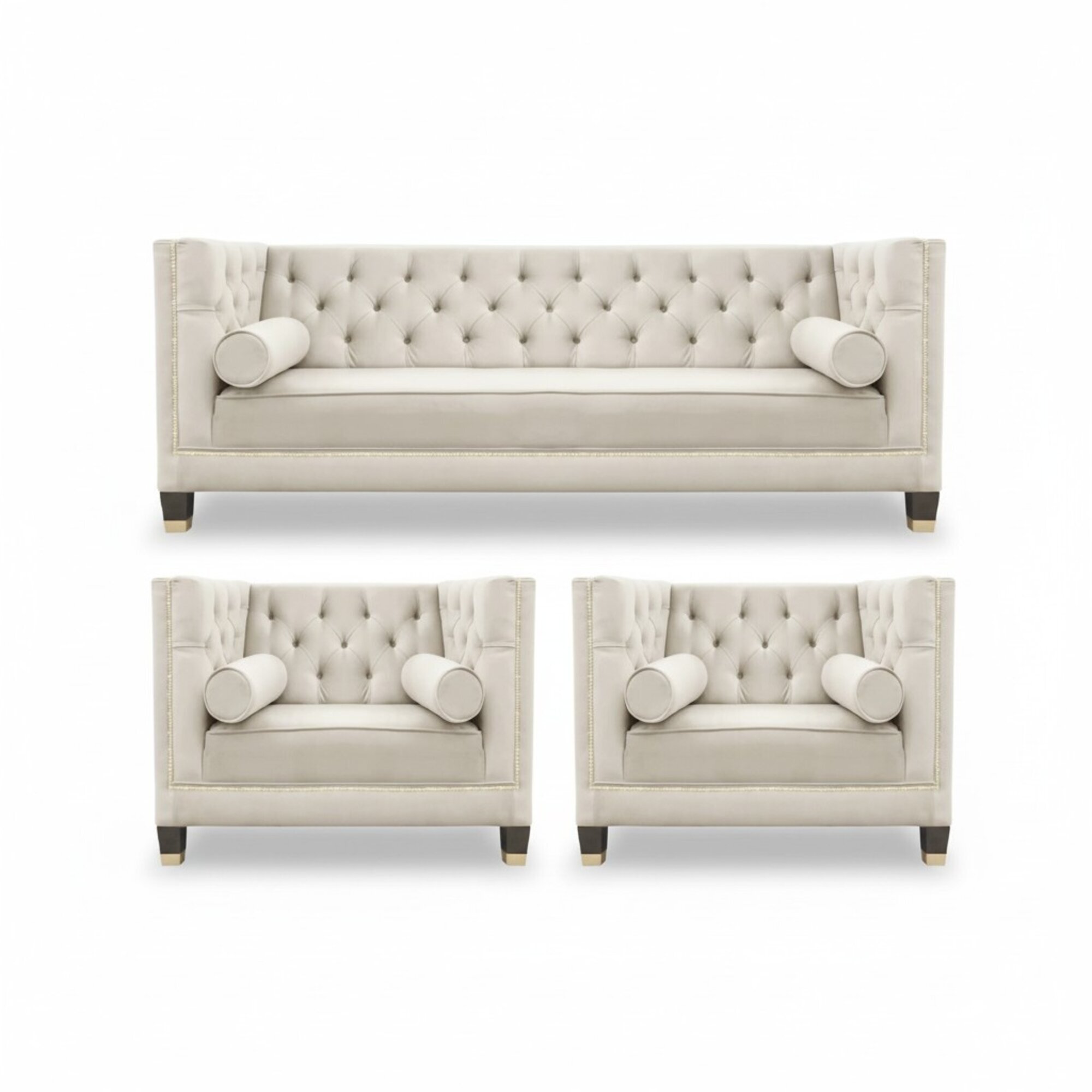 Sofagarnitur Couch Samt Polster couchen 3tlg. set garnituren wohnzimmer