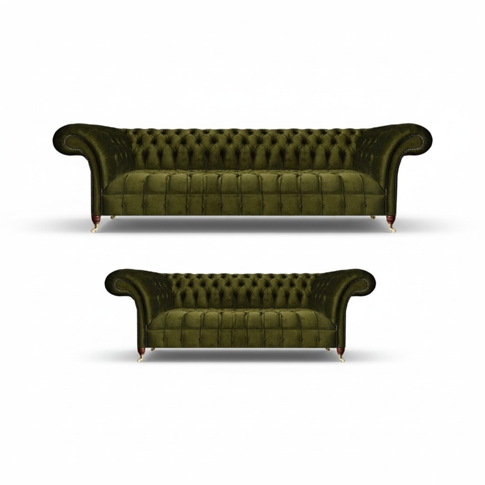 Sofagarnitur Komplett Wohnzimmer 2x Sofas Textil Grün Einrichtung Neu