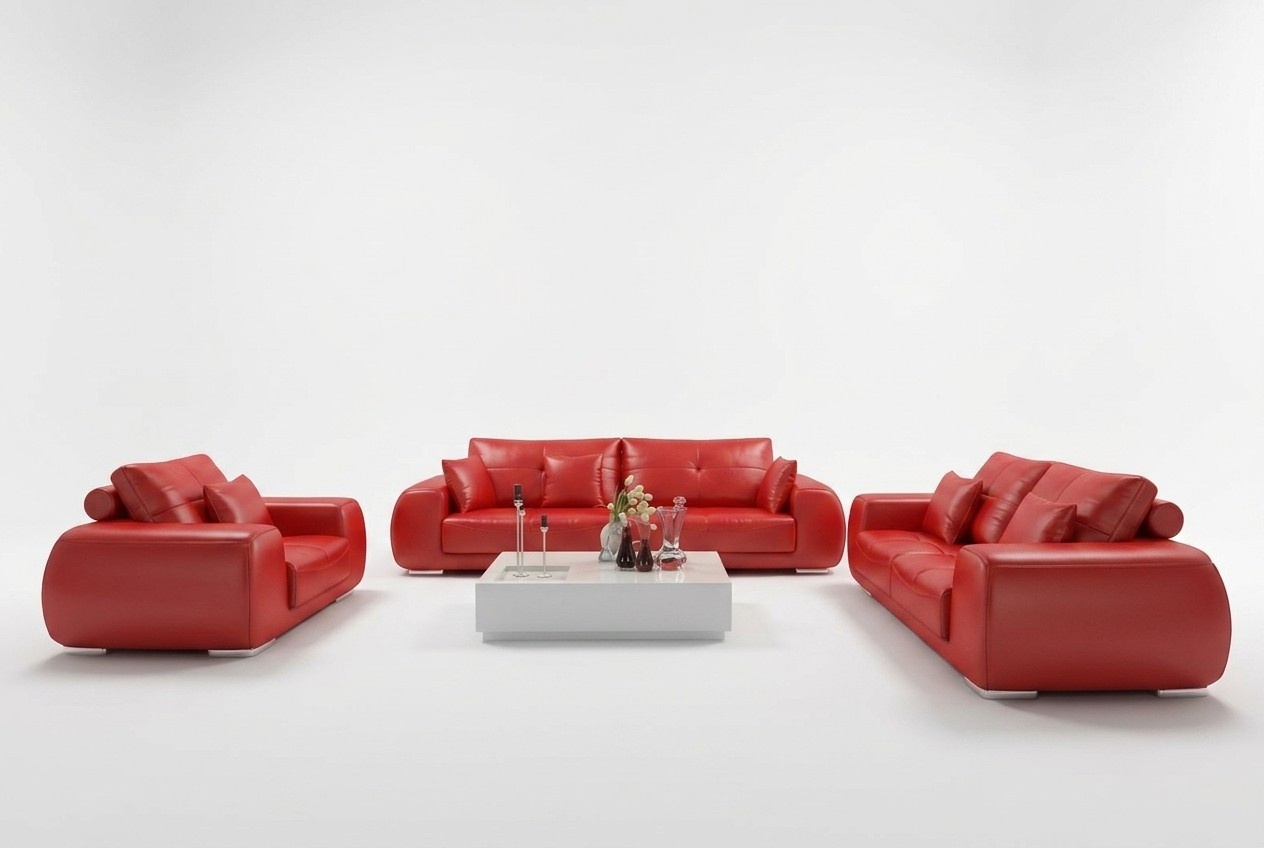 Sofagarnitur Ledersofa Couch Garnituren Design Modern Sofa 3+1+1 Sitzer
