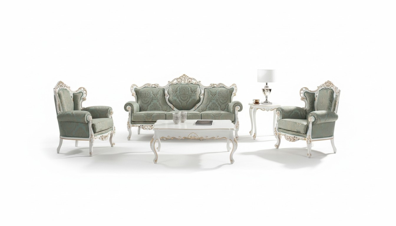 Sofagarnitur Set Couch Klassische Barock Möbel Wohnzimmer Couch 5tlg. Sofa Tisch