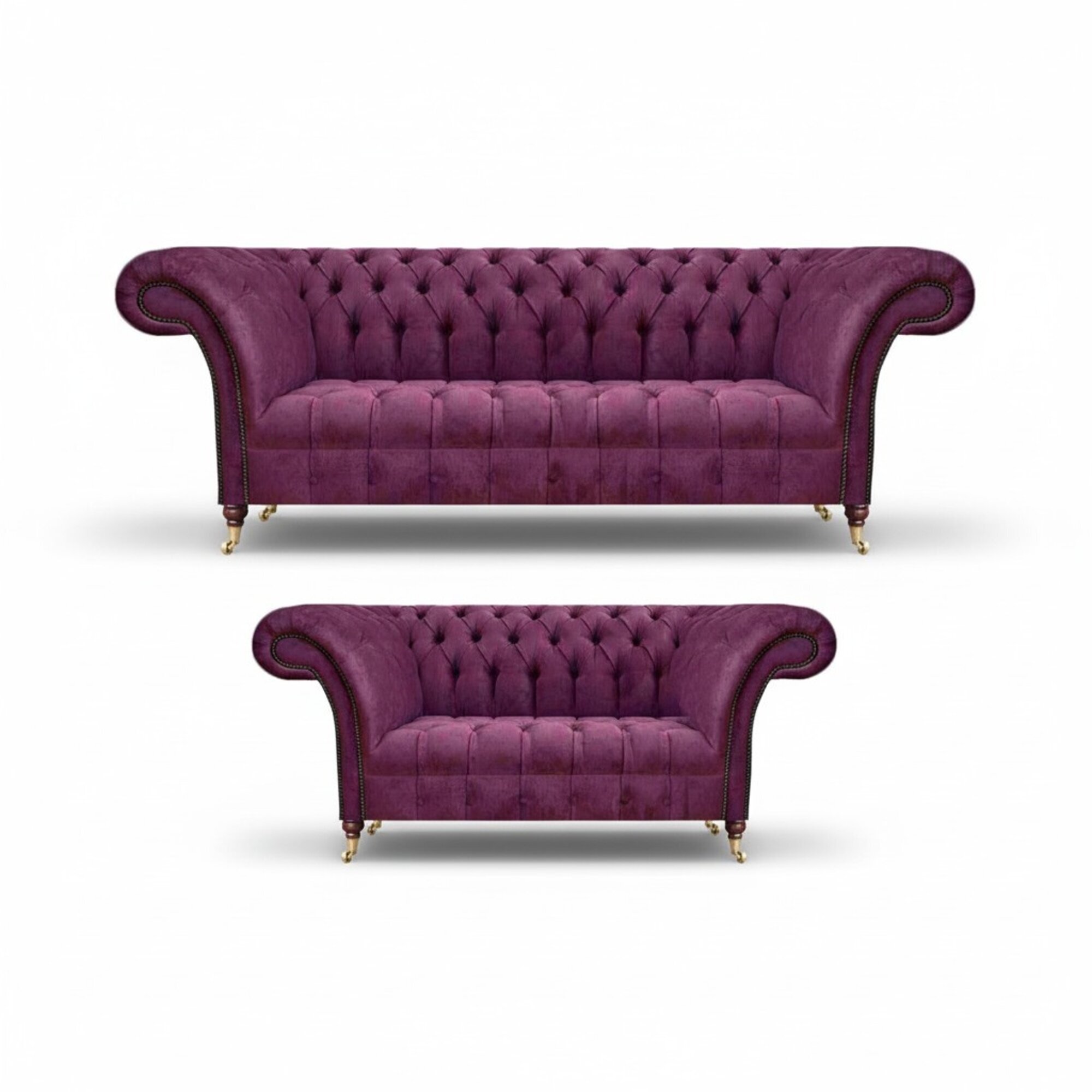 Sofas Komplett 2x Couchen Wohnzimmer Polstermöbel Sofagarnitur Chesterfield