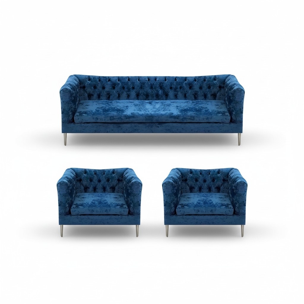 Sofas Stoff Sofagarnitur 3tlg Sofa Dreistzer Polster 2x Sessel Chesterfield