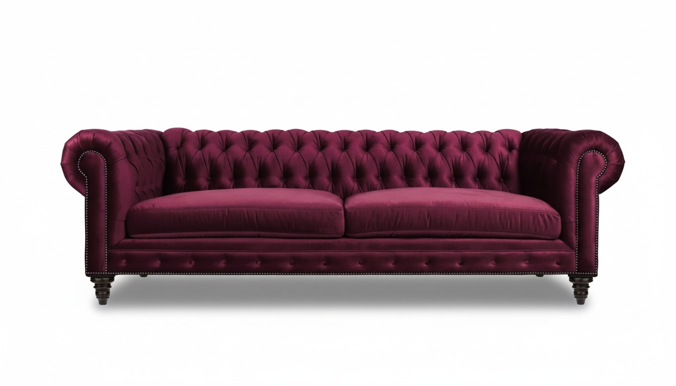 Sofas Textil Stoff Couchen Kreative Möbel 3 sitzer Neu Chesterfield Sofa Burgund