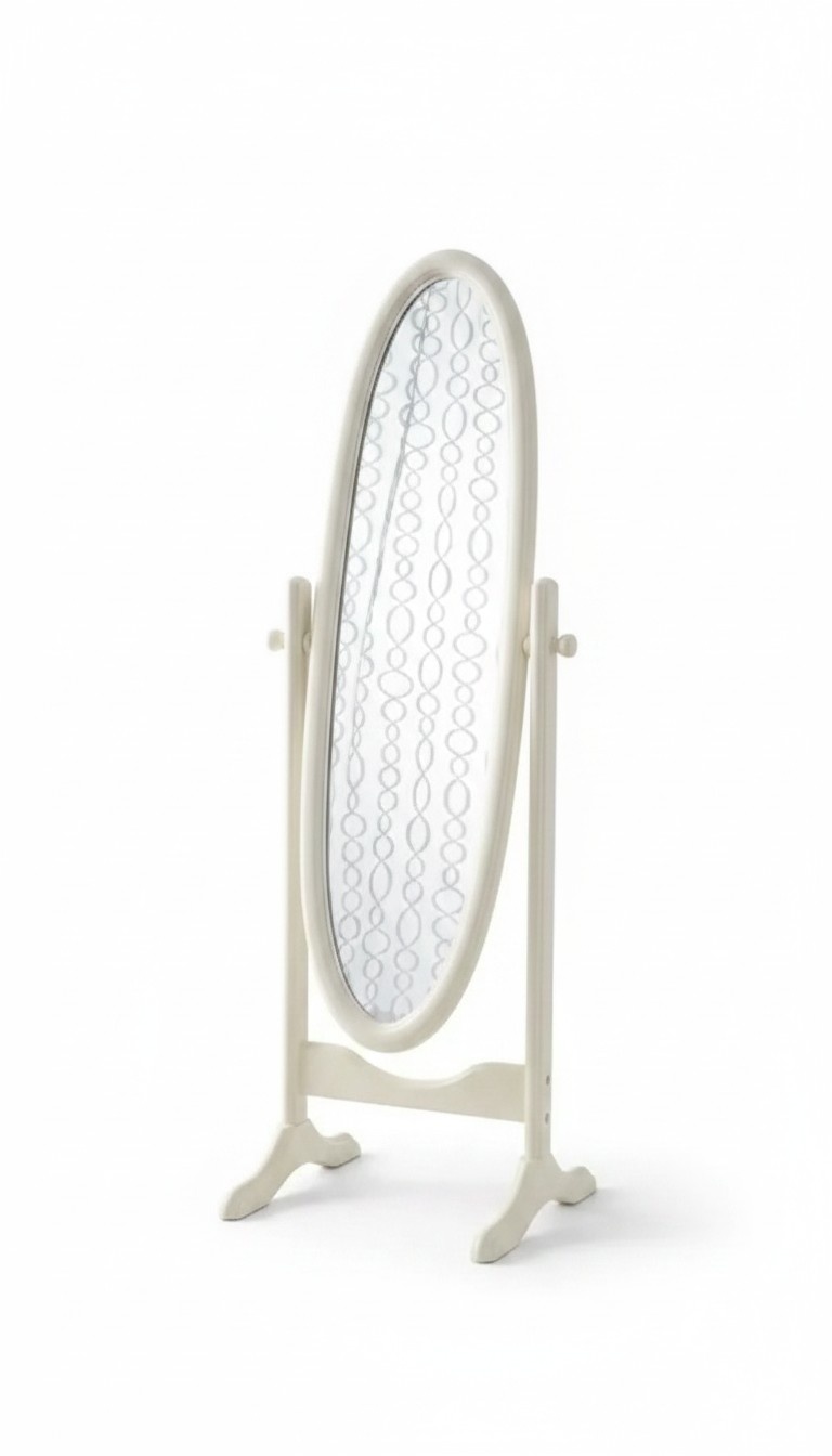 Spiegel Bodenspiegel groß Holzrahmen Wohnzimmer 57x164cm Beige