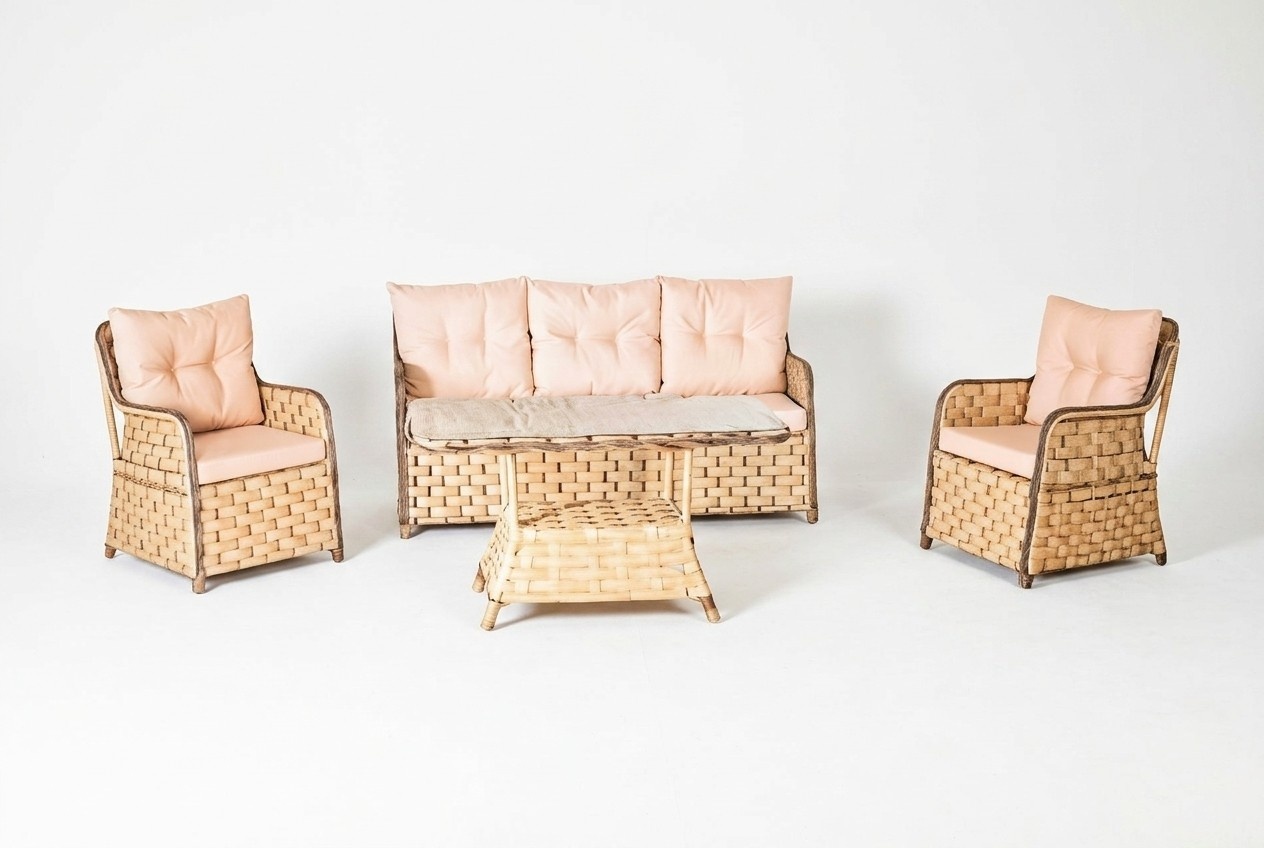 Stilvolle Garten Möbel Designer Sofa 3-Sitzer 2x Polster Sessel Couchtisch